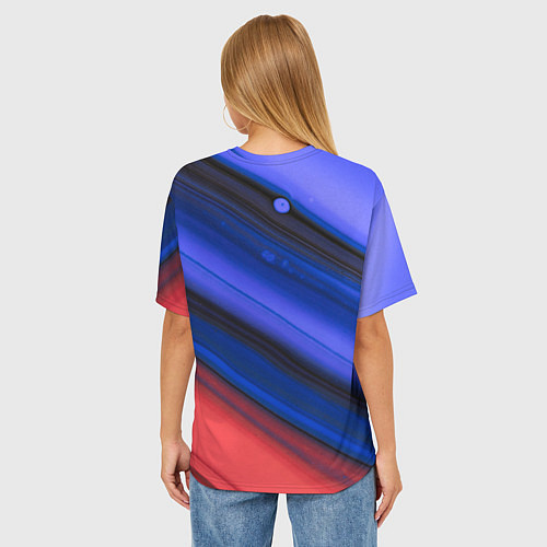 Женская футболка оверсайз Синий и красный песок / 3D-принт – фото 4
