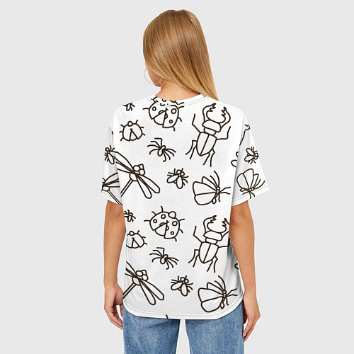 Женская футболка оверсайз Bugs pattern / 3D-принт – фото 4