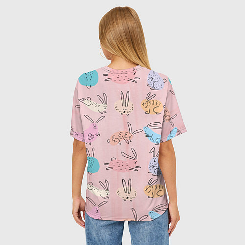 Женская футболка оверсайз Много кроликов / 3D-принт – фото 4
