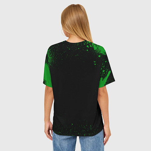 Женская футболка оверсайз Slipknot green satan / 3D-принт – фото 4