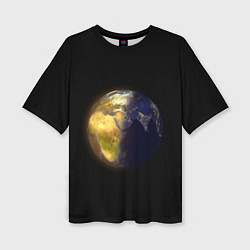 Женская футболка оверсайз Планета Земля, день и ночь