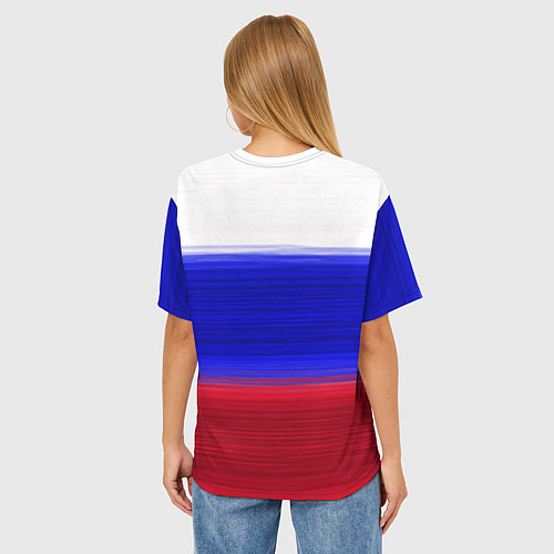 Женская футболка оверсайз Флаг России с медведем / 3D-принт – фото 4
