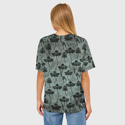 Женская футболка оверсайз Мрачные завядшие цветы / 3D-принт – фото 4