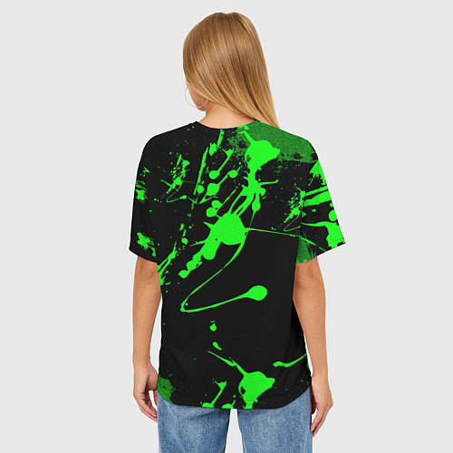Женская футболка оверсайз Slipknot - green monster по / 3D-принт – фото 4