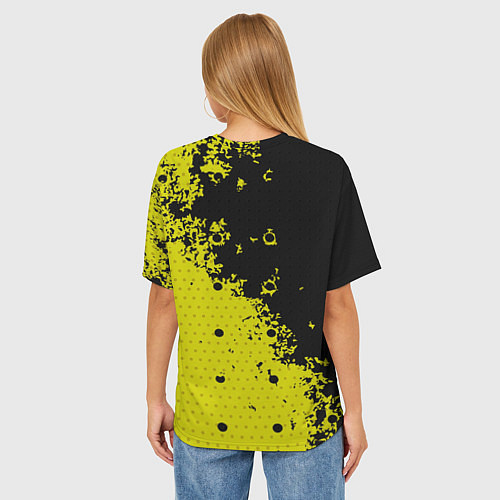 Женская футболка оверсайз Black & Yellow / 3D-принт – фото 4
