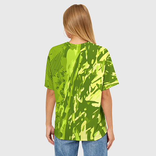 Женская футболка оверсайз Зеленый абстрактный камуфляж / 3D-принт – фото 4