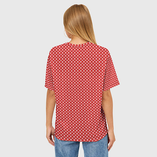 Женская футболка оверсайз Вязанное полотно - Красное / 3D-принт – фото 4