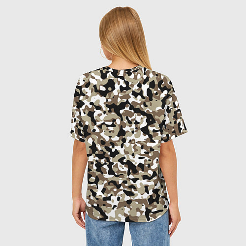 Женская футболка оверсайз Камуфляж зимний лес - мелкий / 3D-принт – фото 4
