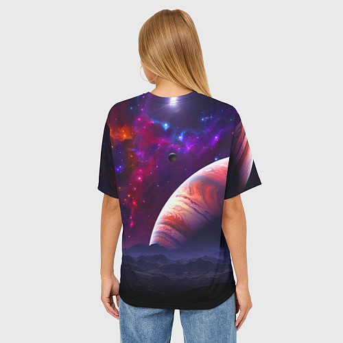 Женская футболка оверсайз Бесконечное космическое пространство - Планета / 3D-принт – фото 4