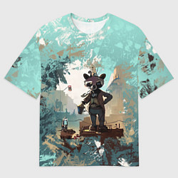 Футболка оверсайз женская Енот в стиле стимпанк, цвет: 3D-принт