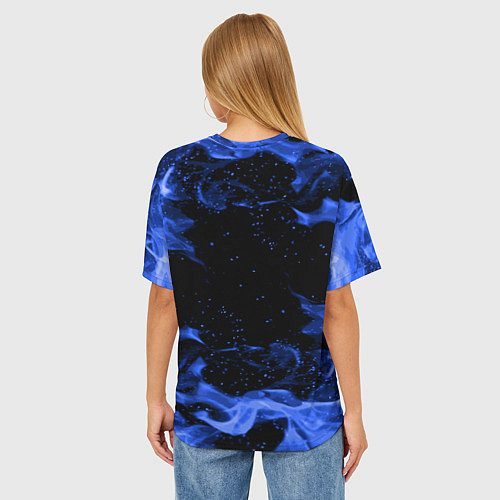 Женская футболка оверсайз Роблокс: Синий огонь / 3D-принт – фото 4