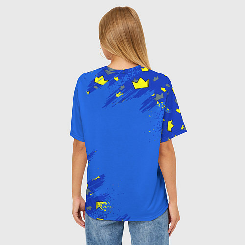 Женская футболка оверсайз Радужные друзья Синий в короне / 3D-принт – фото 4