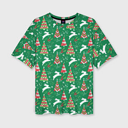 Женская футболка оверсайз Рождественские кролики