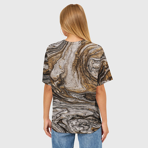 Женская футболка оверсайз Золотистый мрамор / 3D-принт – фото 4