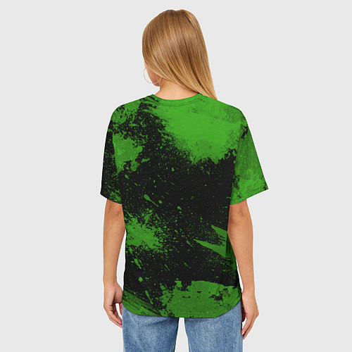 Женская футболка оверсайз Slipknot green abstract / 3D-принт – фото 4