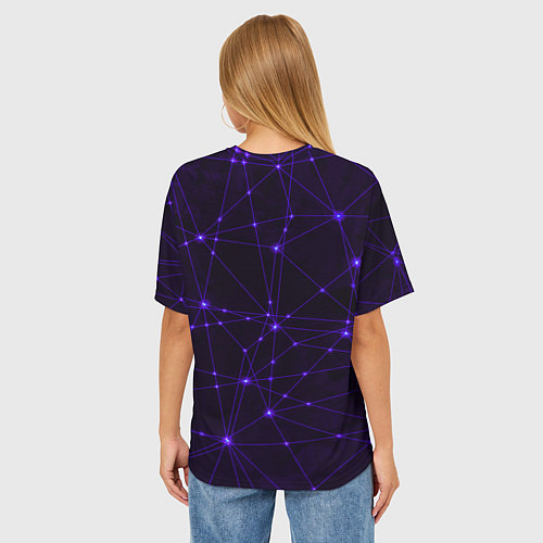 Женская футболка оверсайз Неоновый человек в нейросети / 3D-принт – фото 4
