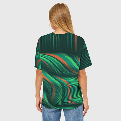 Женская футболка оверсайз Абстрактные объёмные полосы / 3D-принт – фото 4