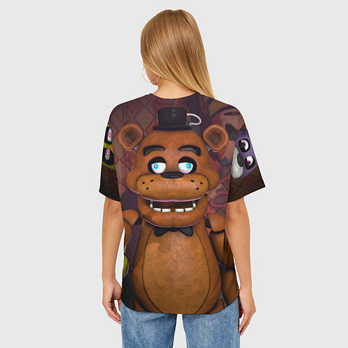 Женская футболка оверсайз Five Nights аt Frеddys / 3D-принт – фото 4