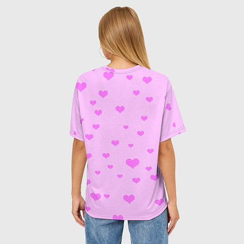 Женская футболка оверсайз Сердечки розовые абстракция / 3D-принт – фото 4