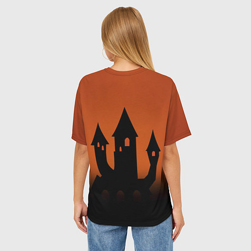 Женская футболка оверсайз Halloween - замок ведьм / 3D-принт – фото 4