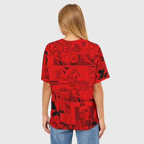 Женская футболка оверсайз Пауэр - Кадры манги - Иероглифы / 3D-принт – фото 4
