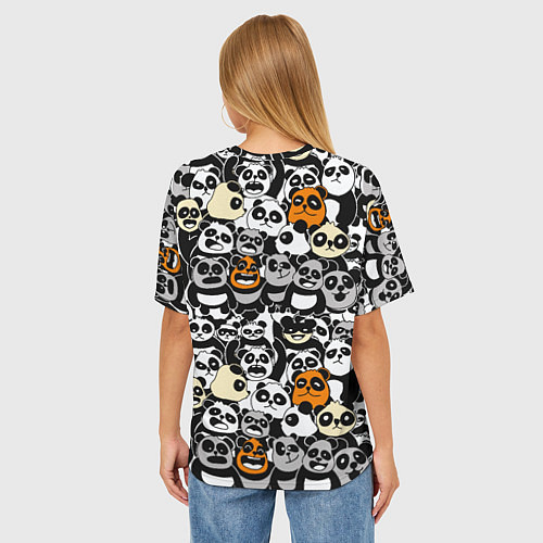 Женская футболка оверсайз Злобные панды / 3D-принт – фото 4