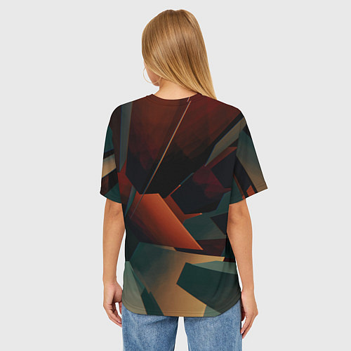 Женская футболка оверсайз Геометрические абстрактные линии и столбы / 3D-принт – фото 4