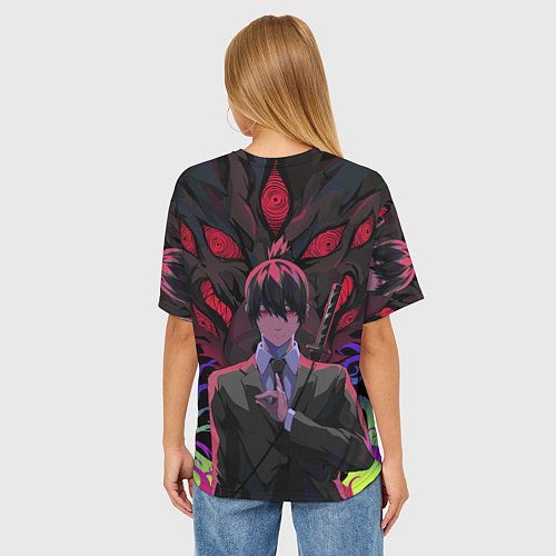 Женская футболка оверсайз Аки Хаякава и демон лис / 3D-принт – фото 4