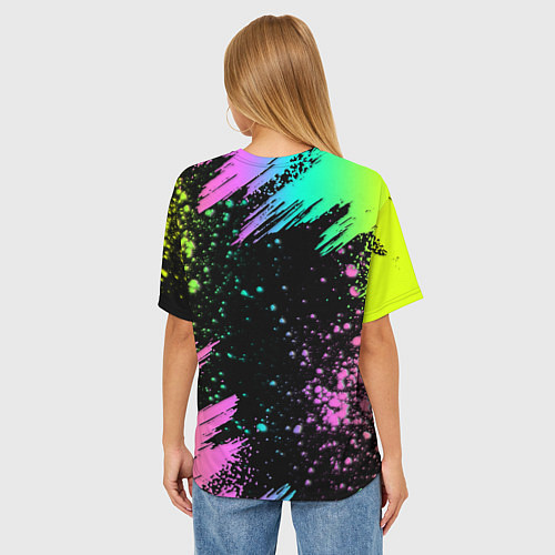 Женская футболка оверсайз Rainbow Friends - Blue / 3D-принт – фото 4