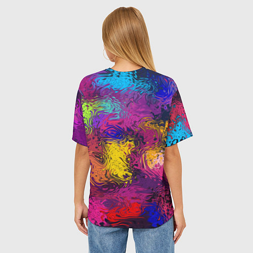 Женская футболка оверсайз Смайлик с брызгами краски / 3D-принт – фото 4