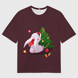 Футболка оверсайз женская Милый новогодний кролик 2023, цвет: 3D-принт