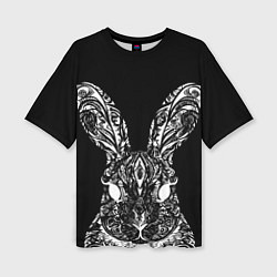 Женская футболка оверсайз Черный кролик арт