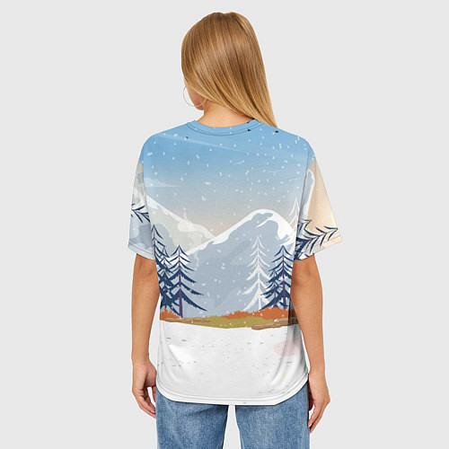 Женская футболка оверсайз Зайка с леденцом Новый год / 3D-принт – фото 4
