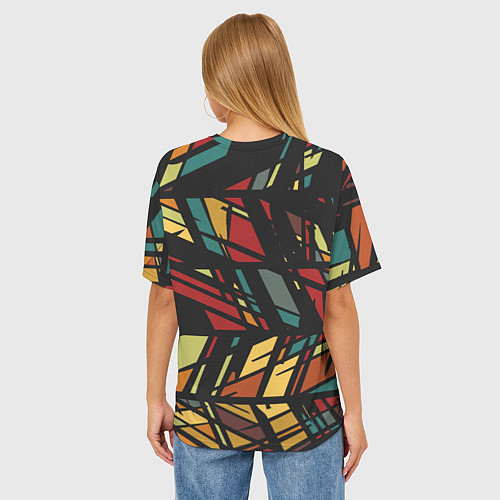 Женская футболка оверсайз Абстракция в разноцветных линиях / 3D-принт – фото 4