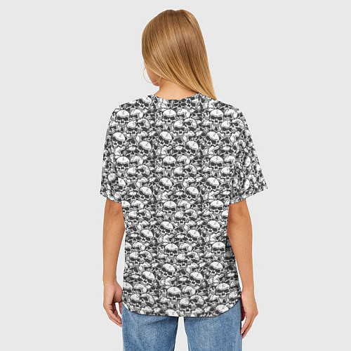 Женская футболка оверсайз Череп с клыками гранж / 3D-принт – фото 4