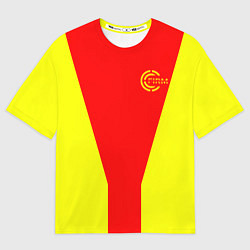 Футболка оверсайз женская FIRM желто-красная, цвет: 3D-принт