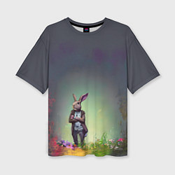 Женская футболка оверсайз Кролик на стиле