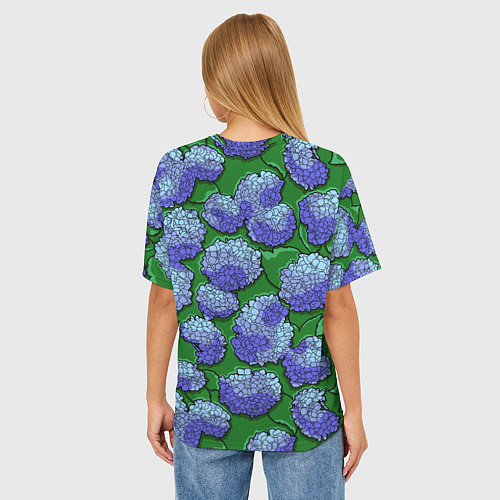 Женская футболка оверсайз Цветущая гортензия / 3D-принт – фото 4
