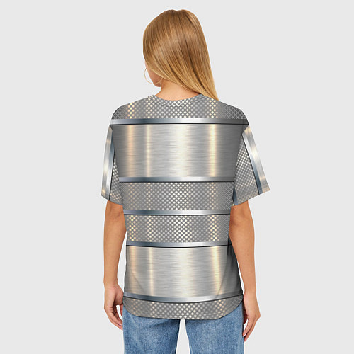 Женская футболка оверсайз Металлические полосы - текстура алюминия / 3D-принт – фото 4