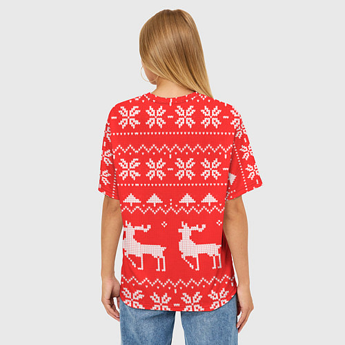 Женская футболка оверсайз Новогодний свитер с символом года / 3D-принт – фото 4