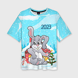 Женская футболка оверсайз Кролик 2023 новый год