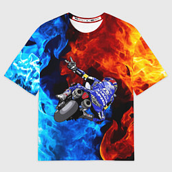 Женская футболка оверсайз Yamaha мотогонки - огонь инь-янь