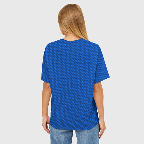 Женская футболка оверсайз Плетёная синяя ткань - паттерн / 3D-принт – фото 4