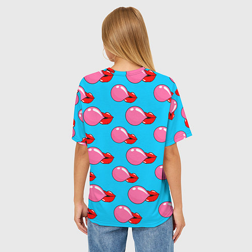 Женская футболка оверсайз Губы с жвачкой / 3D-принт – фото 4