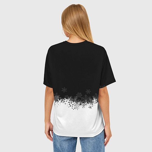 Женская футболка оверсайз Снеговик dab / 3D-принт – фото 4