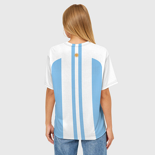 Женская футболка оверсайз Сборная Аргентины ЧМ 2022 / 3D-принт – фото 4