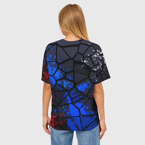 Женская футболка оверсайз Триколор разлитая краска / 3D-принт – фото 4