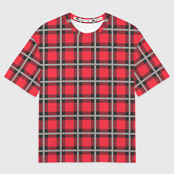 Футболка оверсайз женская Красная шотландская клетка, цвет: 3D-принт