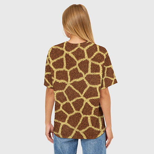 Женская футболка оверсайз Текстура жирафа / 3D-принт – фото 4