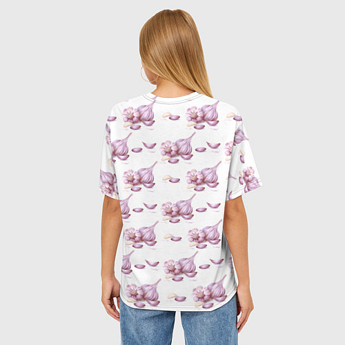 Женская футболка оверсайз Чеснок с зубчиками - паттерн / 3D-принт – фото 4